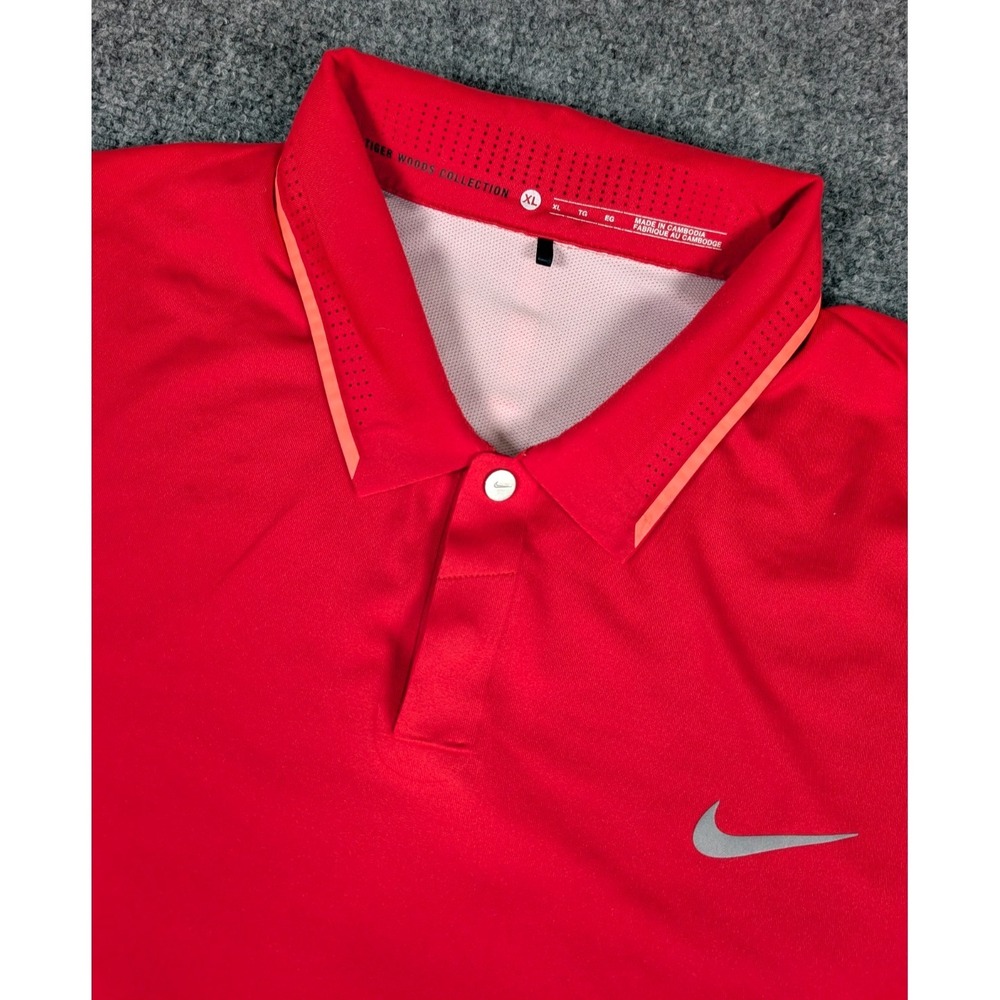 TW Tiger Woods Nike Golf Polo Shirt‎ Mens XL Sunday Red Ombre Metal Snaps